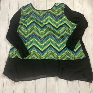 Women’s Chevron Long Sleeve with Sheer Bottom- Size 2X